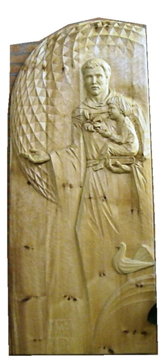 Bassorilievo in legno di SantAntonio da Padova (Mario Iral, 2004)